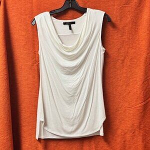 BCBG sleeveless off white draped scoop neckline Size Small
